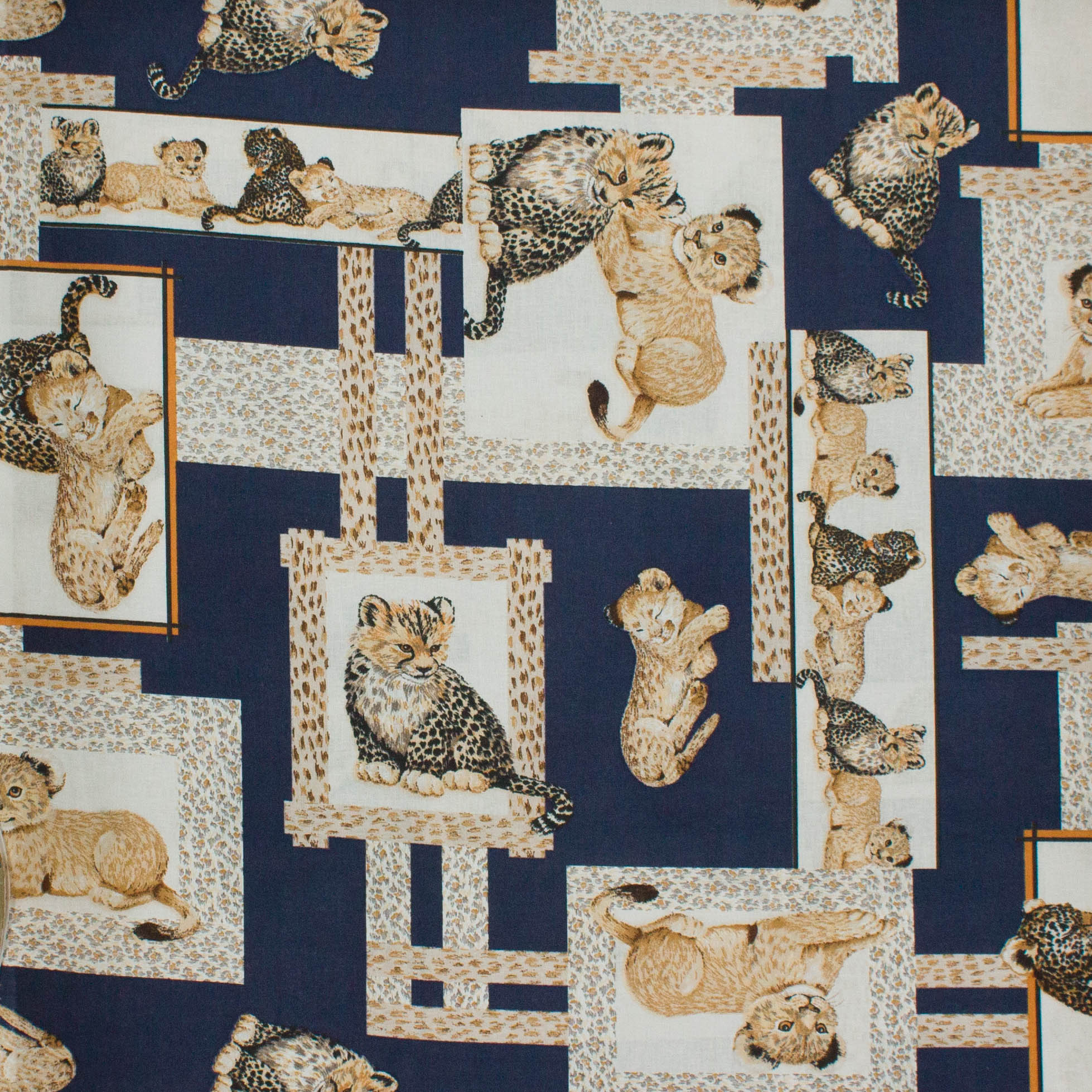 Soepele katoen blauw met welpjes